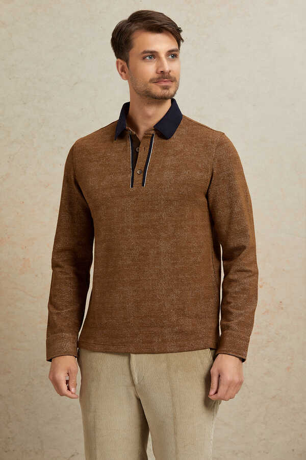 Camel Polo Sweatshirt - 5