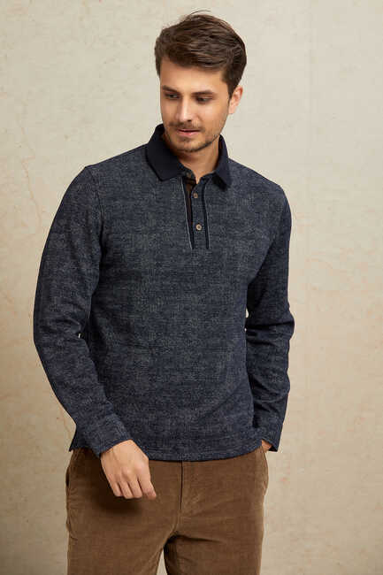 Lacivert Polo Sweatshirt 