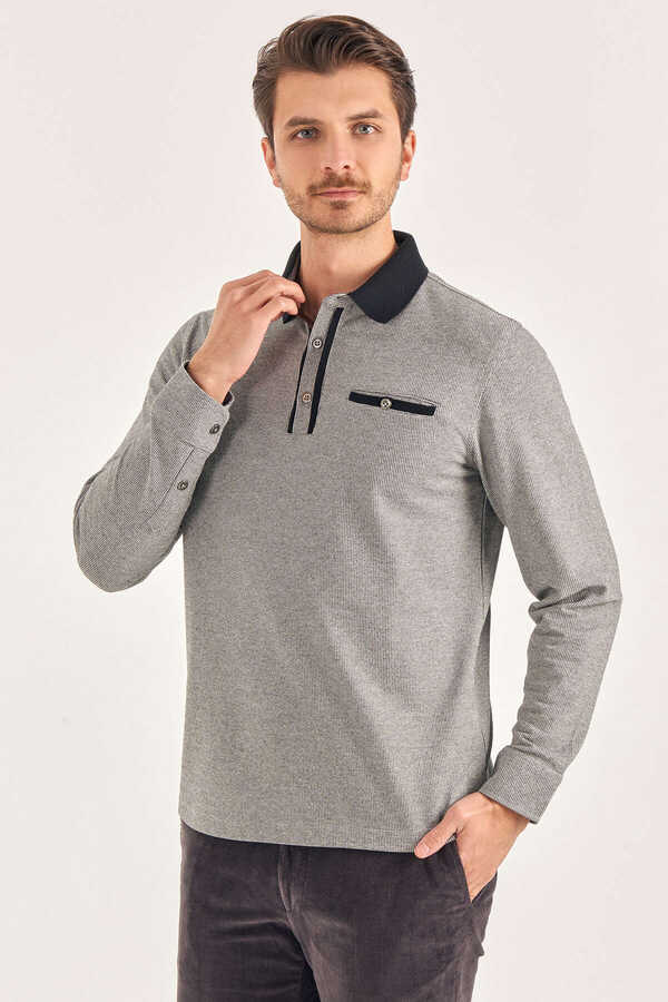 Siyah - Ekru Polo Sweatshirt - 1