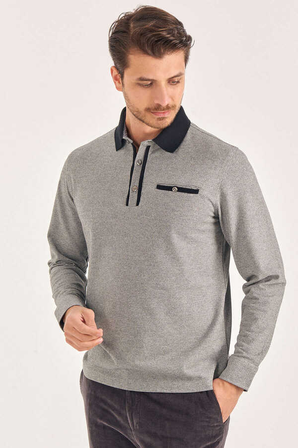 Siyah - Ekru Polo Sweatshirt - 2