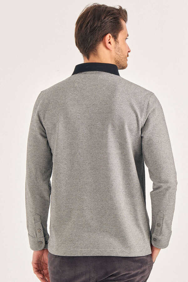 Siyah - Ekru Polo Sweatshirt - 5