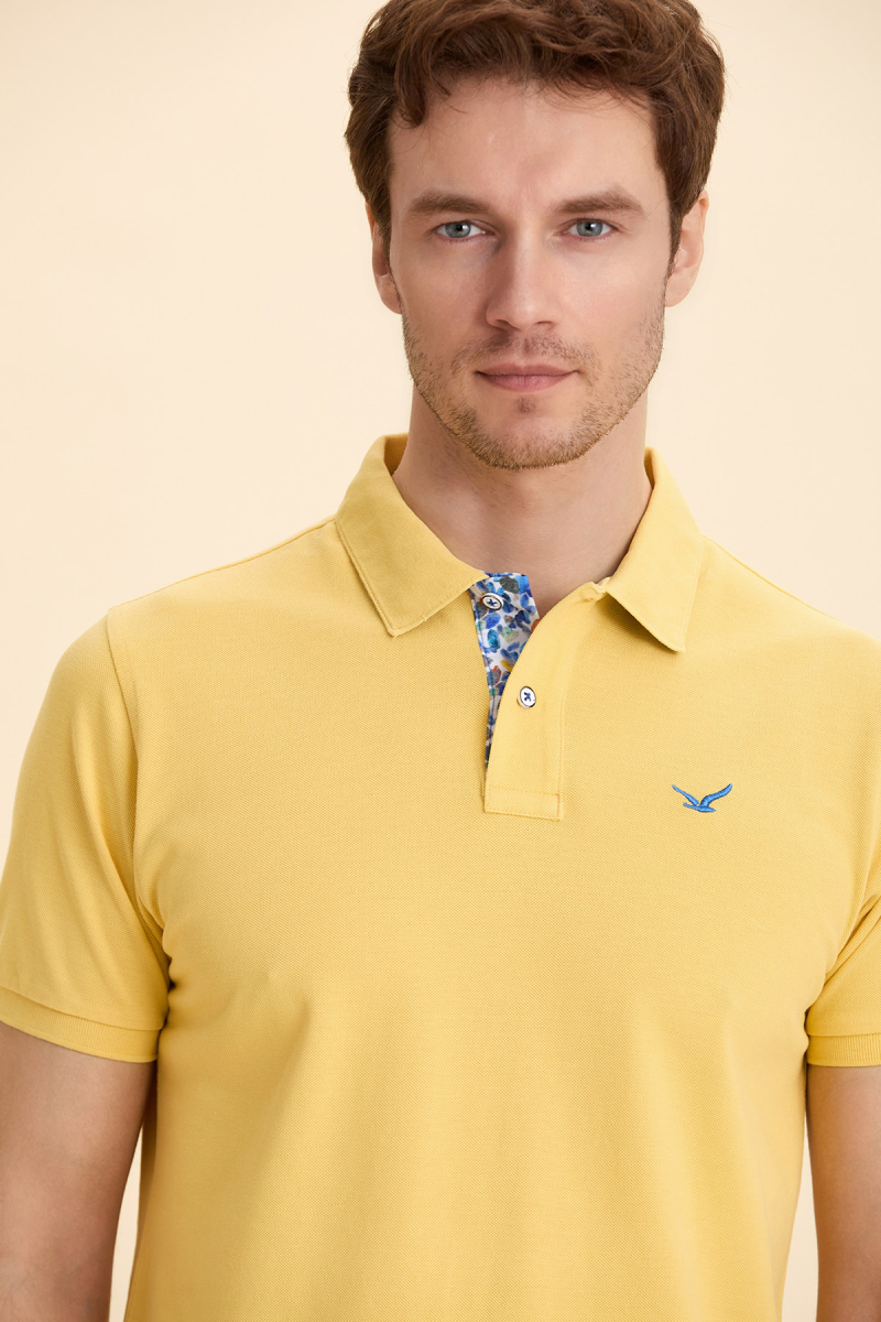 Sarı %100 Pamuk Polo Tişört