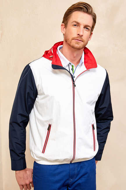 SMILE - FRIAR MAN HOODY JACKET NAVY - WHITE