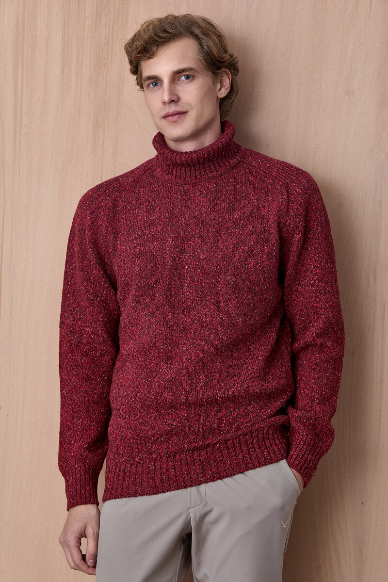 Bordo %100 Pamuk Yuvarlak Yaka Kazak