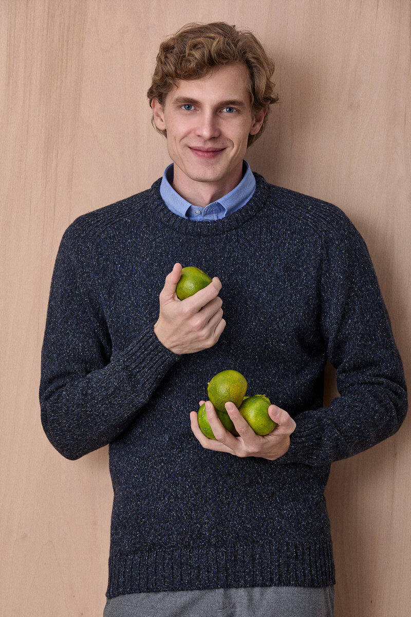 Indigo %100 Pamuk Yuvarlak Yaka Kazak