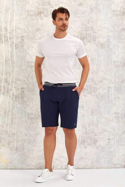 Navy Blue Sweat Shorts Lacivert