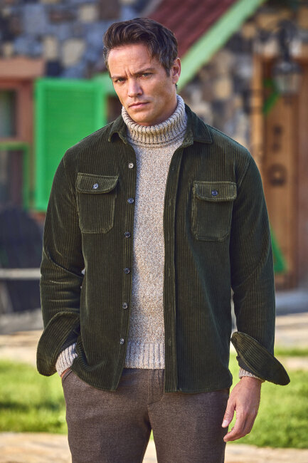 Yeşil Pamuklu Üst Gömlek Yeşil