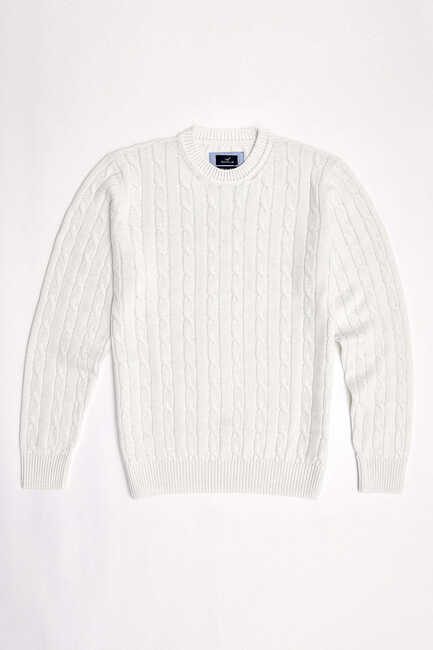 SMILE - GUSTAVIA BRAIDED KNIT SWEATER - OFF WHITE (1)