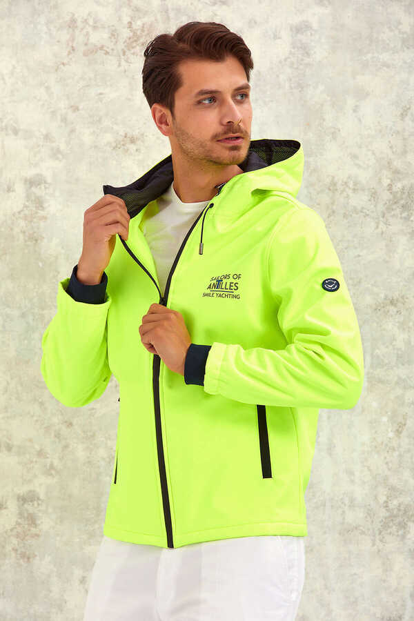 Yeşil Neon Softshell Mont - 4