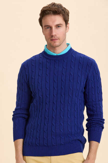 Sax Hair Knit Crew Neck Knitwear Sax