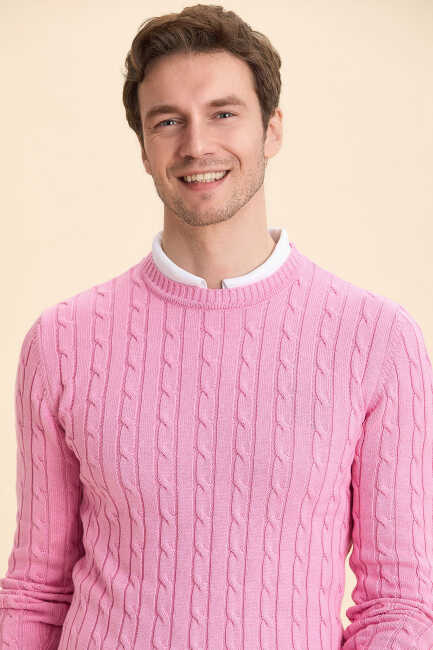 Pink Hair Knit Crew Neck Knitwear Pink