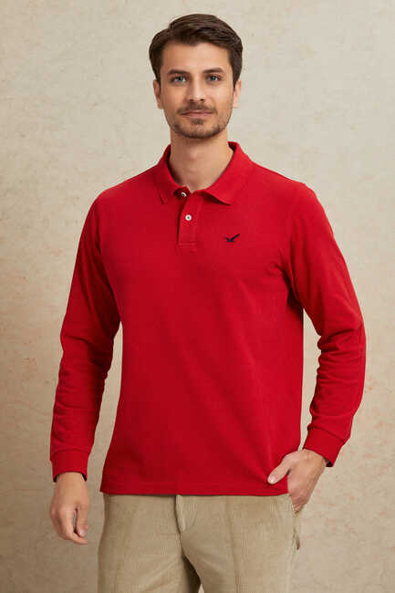 Red 100% Cotton Polo Sweatshirt 
