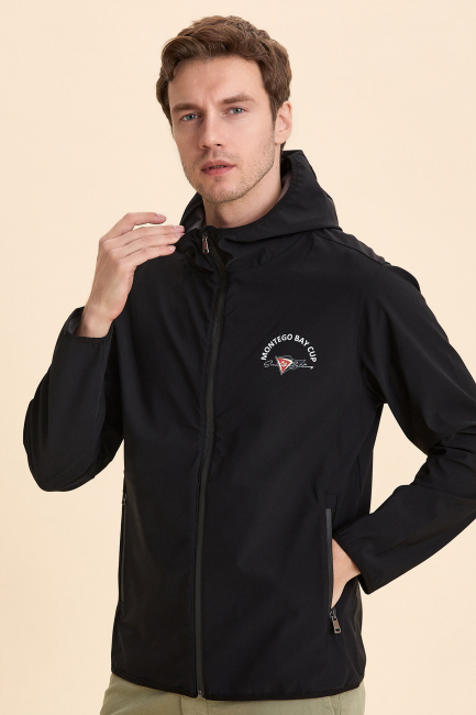 Hooded Black Summer Coat Black