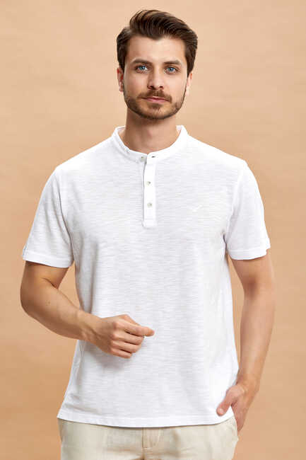 White Cotton Crew Neck T-Shirt 