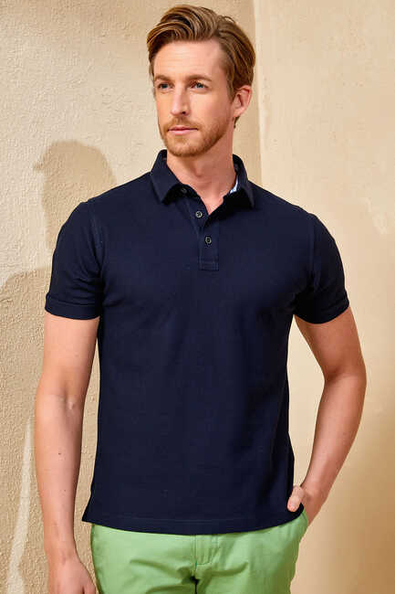 SMILE - KEPHALONIA MAN POLO T- SHIRT - NAVY