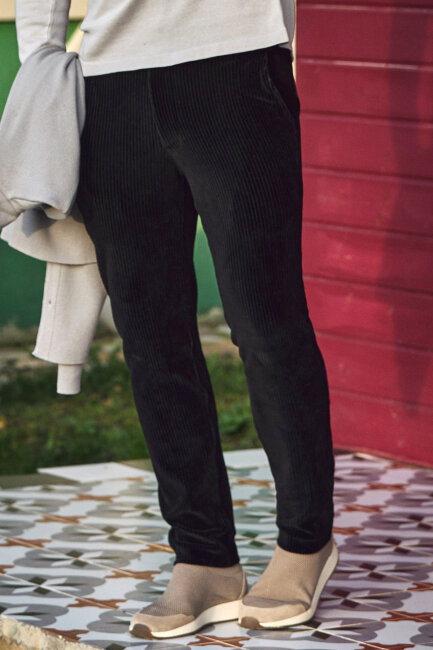 Siyah Pamuklu Kadife Pantolon Siyah