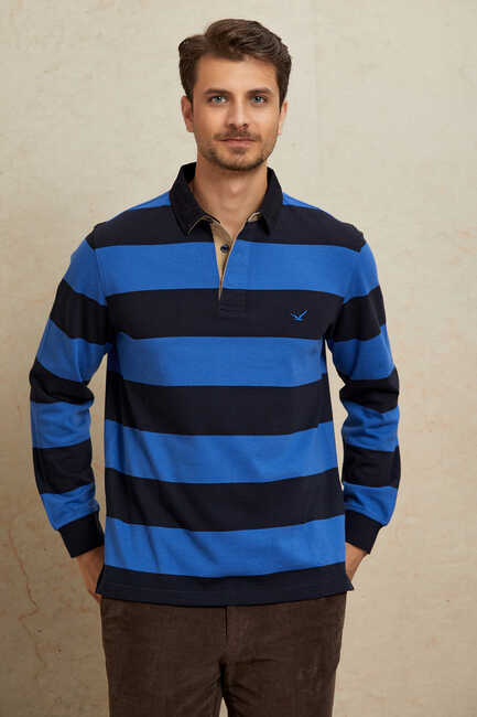 Navy Blue - Royal Velvet Collar Sweatshirt 