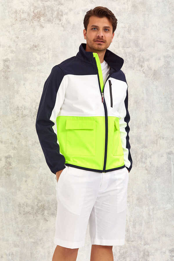 Lacivert - Sarı Softshell Mont - 2