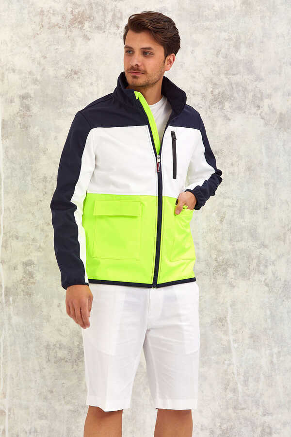 Lacivert - Sarı Softshell Mont - 3