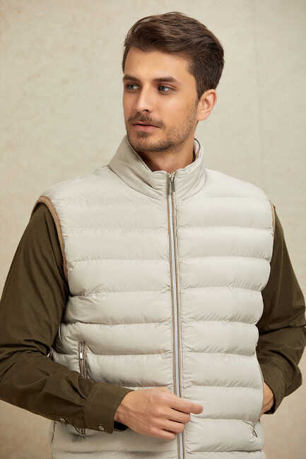 Beige Puffer Vest 