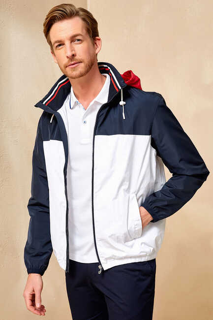 LAURI MARINE JACKET WHITE- NAVY - Thumbnail