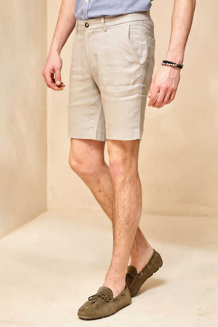 SMILE - LINERO JOGGER BERMUDA - BEIGE 