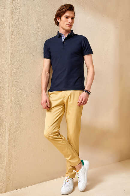 LUCA JAQUARD MAN POLO T-SHIRT - NAVY - Thumbnail