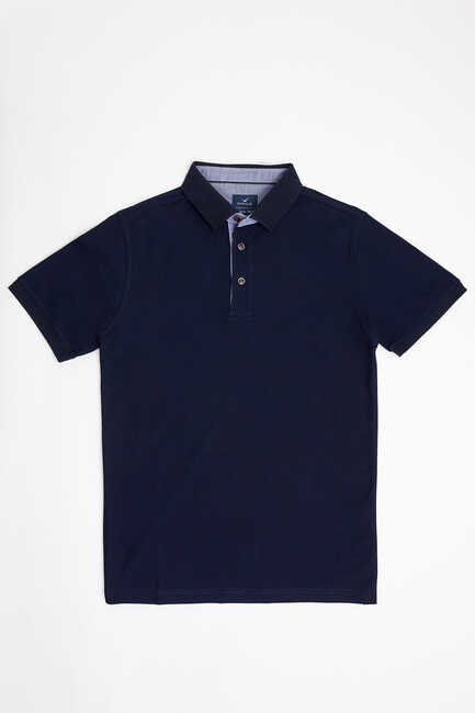 LUCA JAQUARD MAN POLO T-SHIRT - NAVY - Thumbnail