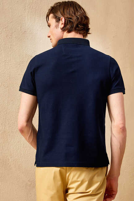 LUCA JAQUARD MAN POLO T-SHIRT - NAVY - Thumbnail