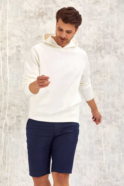 White Hooded Sweatshirt Beyaz