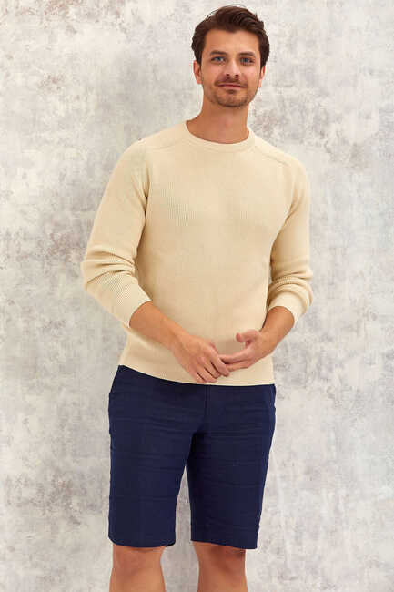 Beige Round Neck Knitwear Bej