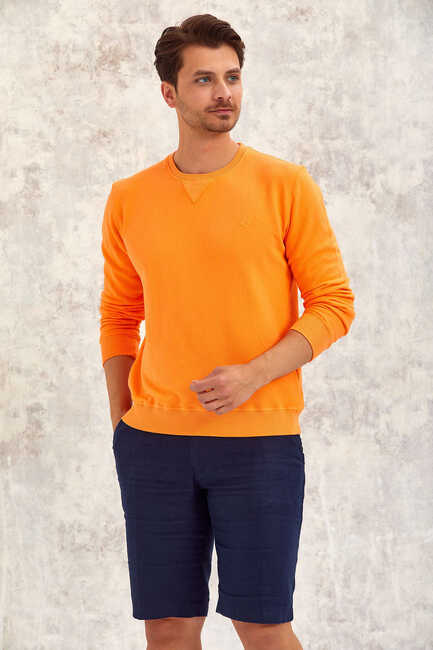 Orange Round Neck Sweatshirt Orange