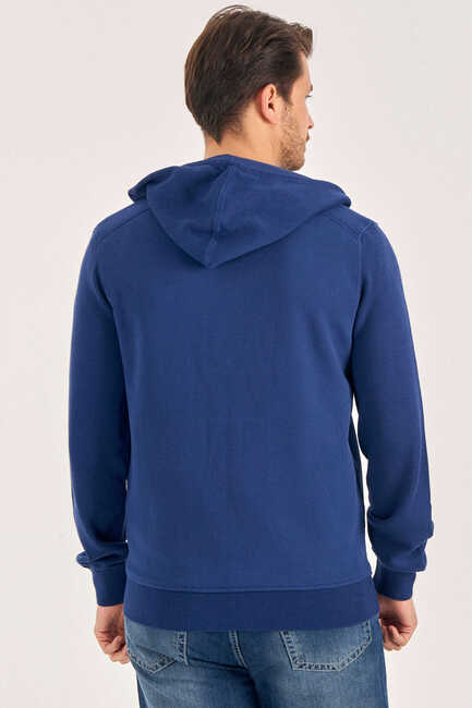 MARPOLI GARMENT DYE ERKEK KAPŞONLU SWEATSHIRT - INDIGO - Thumbnail