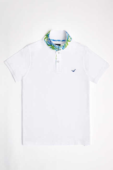 MARTEN BIG SIZE WHITE MAN POLO T-SHIRT - Thumbnail