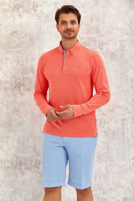 Coral 100% Cotton Long Sleeve T-Shirt Coral
