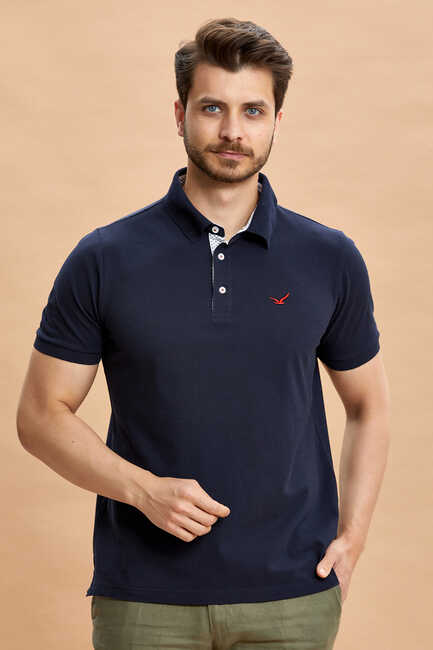 Navy Blue 100% Cotton Polo T-shirt 