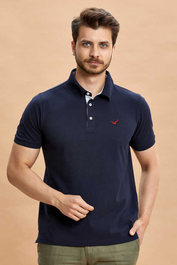 Navy Blue 100% Cotton Polo T-shirt