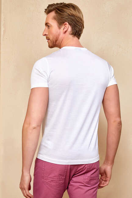 MECERO MERCERISED ROUND NECK T- SHIRT - WHITE - Thumbnail