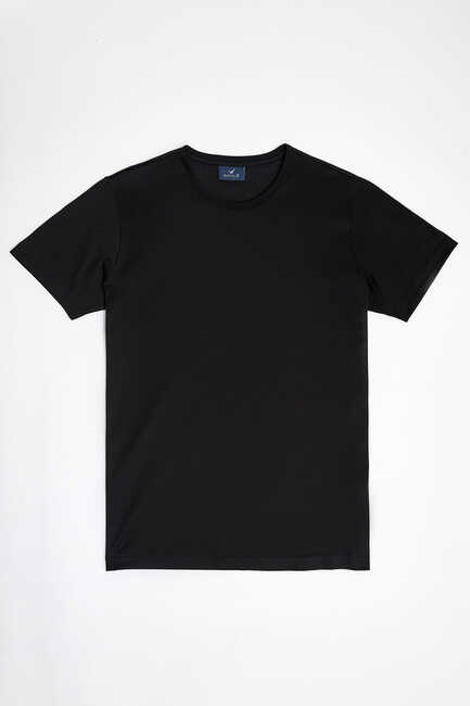 SMILE - MERCERO MERCERISED ROUND NECK T- SHIRT - BLACK (1)