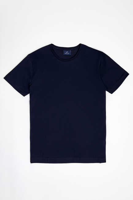 SMILE - MERCERO MERCERISED ROUND NECK T- SHIRT - NAVY (1)