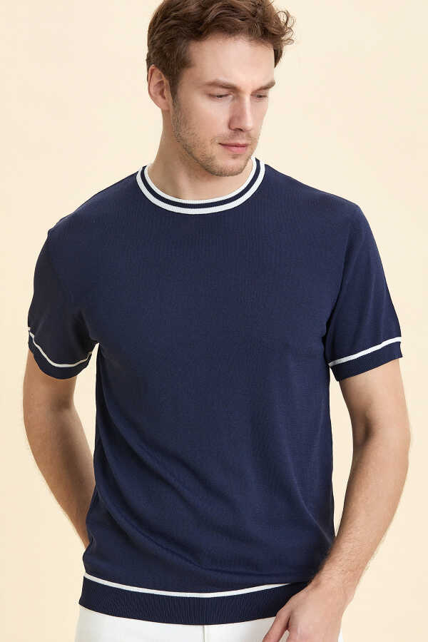 Navy Blue Crew Neck Sweater