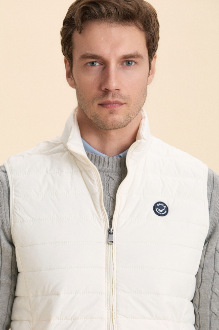 Light Beige Puffer Vest Açık Bej