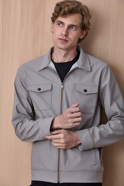 Gri Fermuarlı Mont Gri