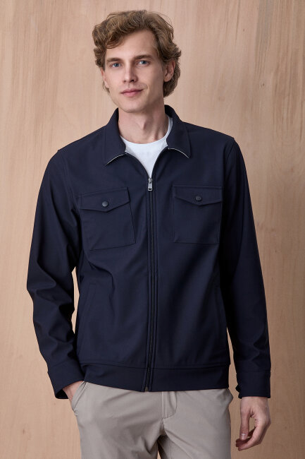 Lacivert Fermuarlı Mont Lacivert