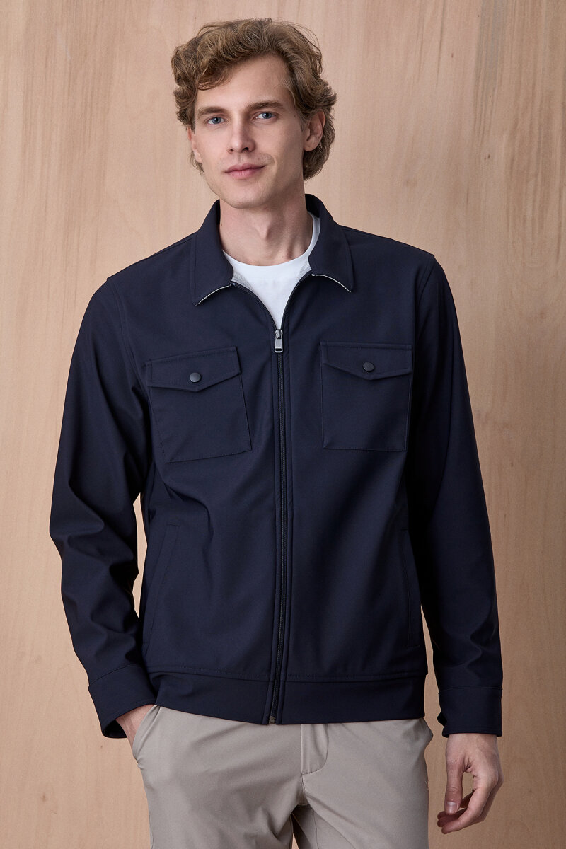 Lacivert Fermuarlı Mont