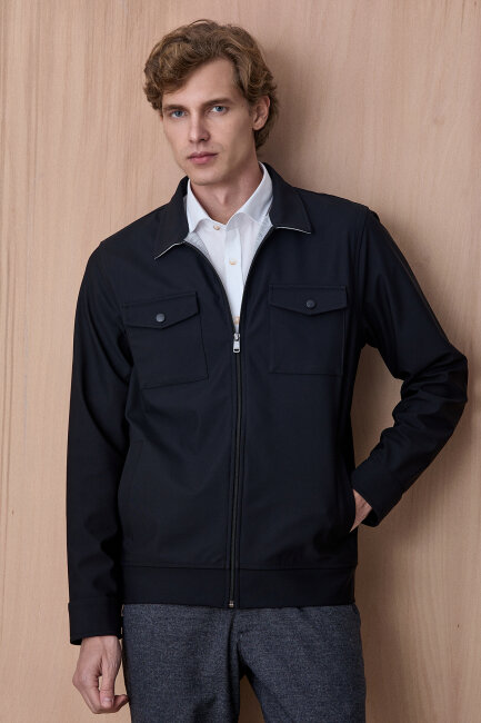 Siyah Fermuarlı Mont Siyah