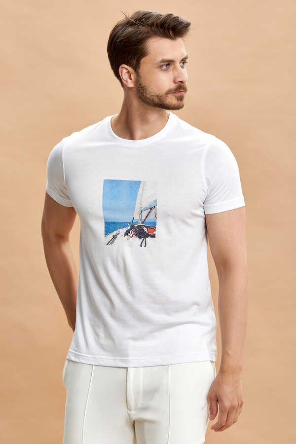 White 100% Cotton Printed T-shirt