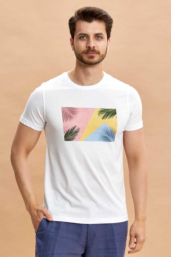 White 100% Cotton Printed T-shirt