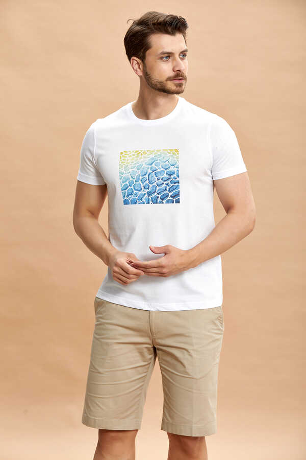 White 100% Cotton Printed T-shirt