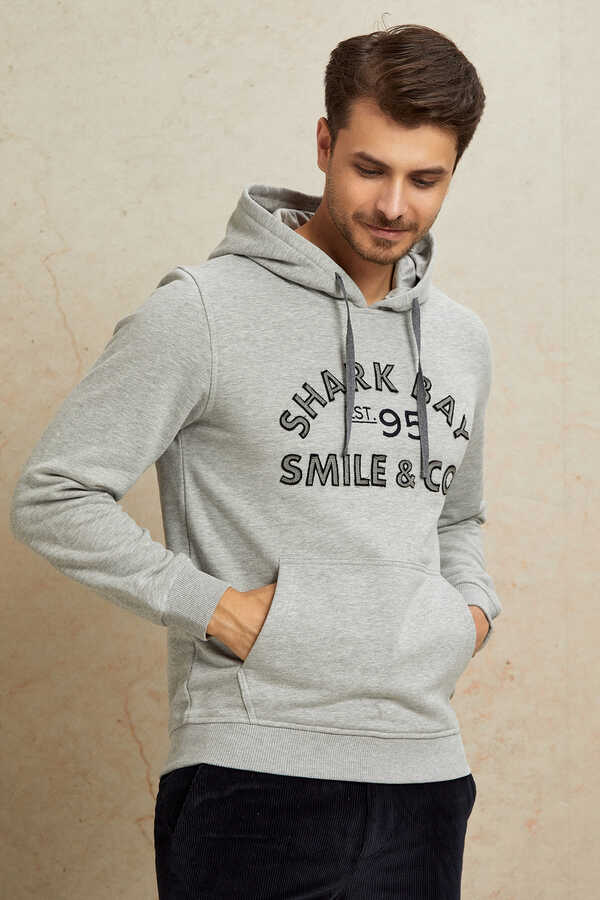 Gri Kapüşonlu Sweatshirt - 5